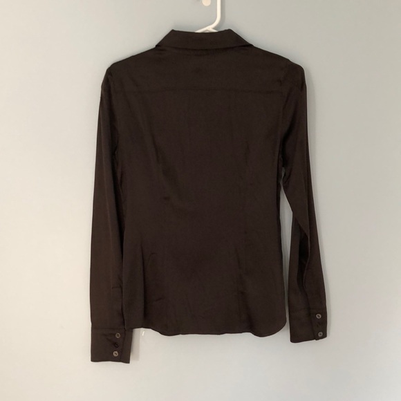 Silk brown blouse button up - Picture 2 of 3